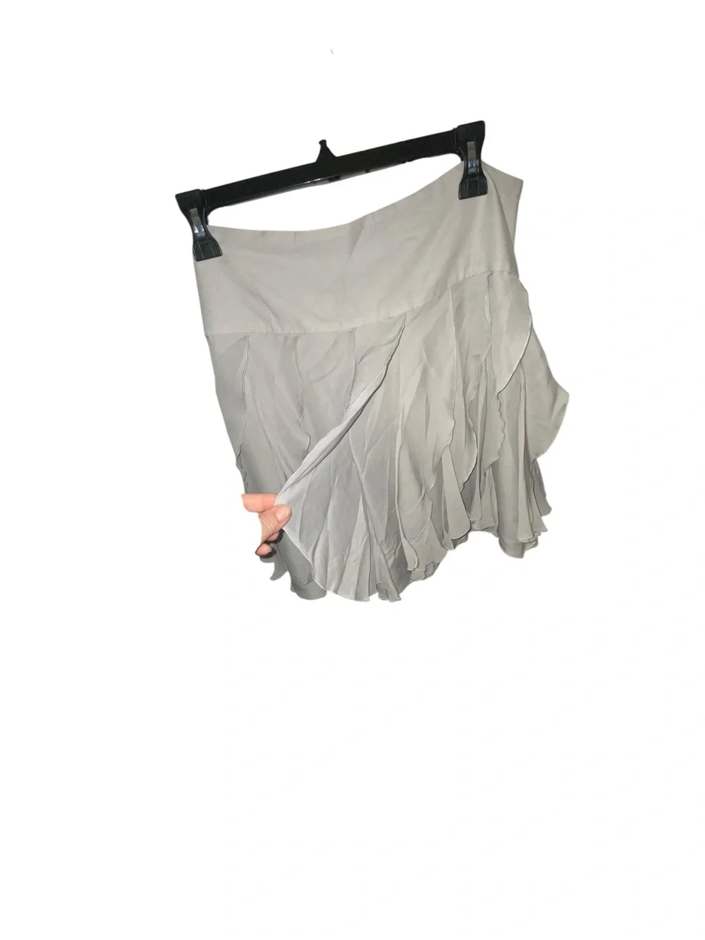 Vintage y2k INC Asymmetrical Ruffled Silk Skirt light gray Fairy core soft girl